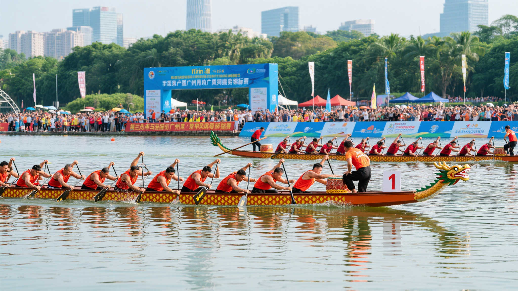 麓湖激浪，广州龙舟锦标赛开赛